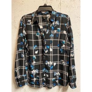 Worthington Plaid Floral Button-up